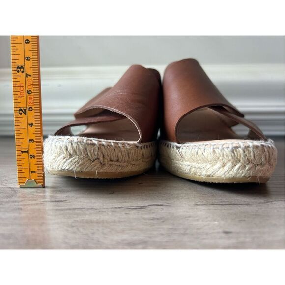 Kanna Leather Slip-on Wedge Sandals sz 41 / 10.5 Espadrille Boho Beach Vacation - Picture 4 of 7